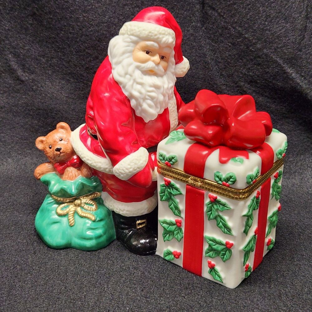 Jolly Santa Claus Votive Candle Holder P7251 Partylite Bear Box Retired Vintage